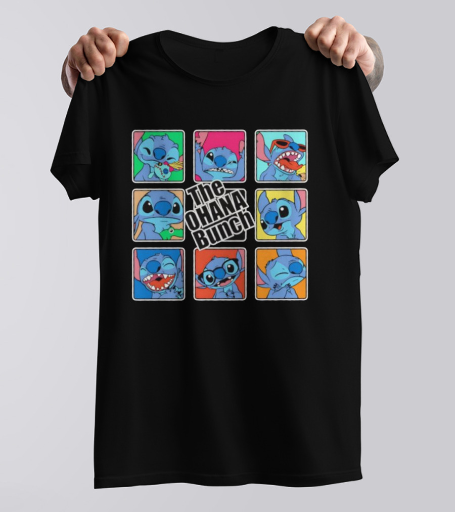 The OHANA Bunch Stitch Nine Panel Grid Colorful Expressions T-Shirt