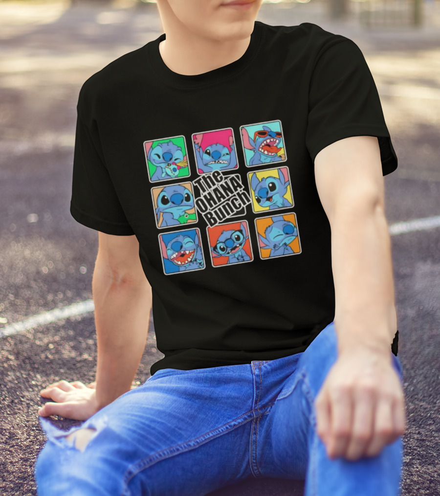 The OHANA Bunch Stitch Nine Panel Grid Colorful Expressions T-Shirt