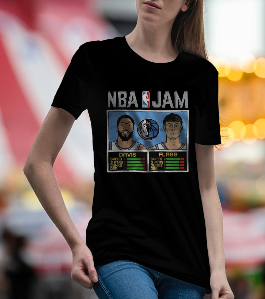 Anthony Davis Cooper Flagg NBA Jam Dallas Mavericks Retro Style T-Shirt