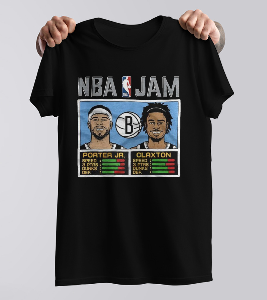 NBA Jam Porter Jr Claxton Brooklyn Nets Player Stats T-Shirt