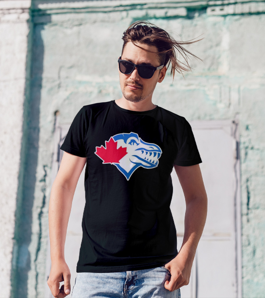 Toronto Raptors Blue Jays Mashup Maple Leaf Emblem T-Shirt