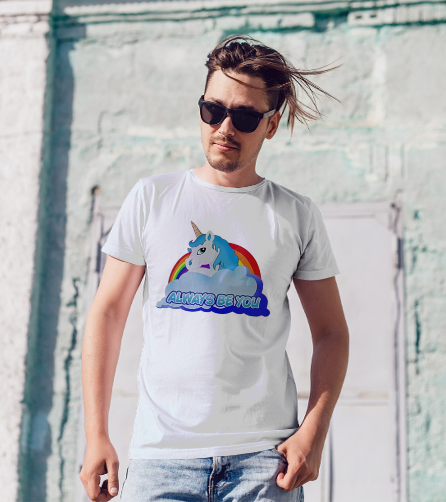 Rainbow Unicorn Always Be You Cloud Icon T-Shirt