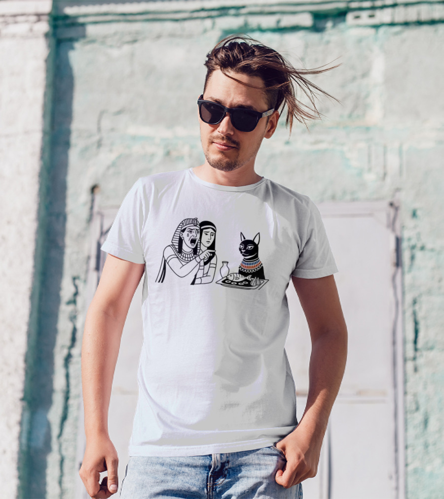 Egyptian Woman Yelling At Cat Goddess Bastet Meme Illustration T-Shirt