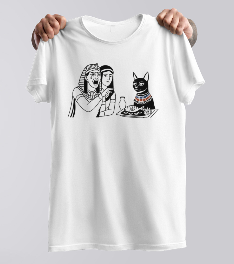 Egyptian Woman Yelling At Cat Goddess Bastet Meme Illustration T-Shirt