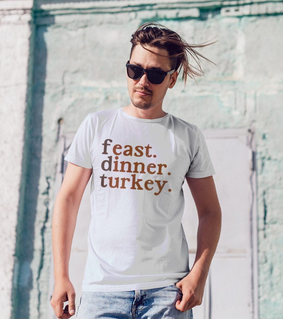Feast Dinner Turkey Minimalist Pro-Immigrant Thanksgiving FDT T-Shirt