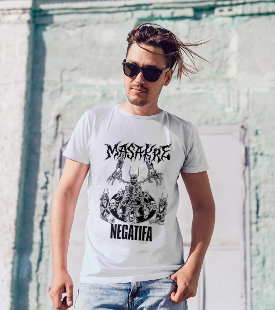 Masakre Negatifa Skull Skeleton Demonic Creature T-Shirt