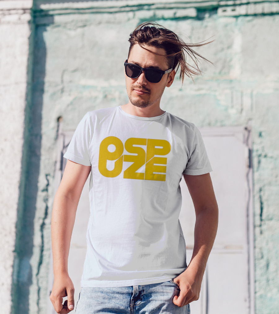 Ospuze Yellow Bold Text Logo T-Shirt