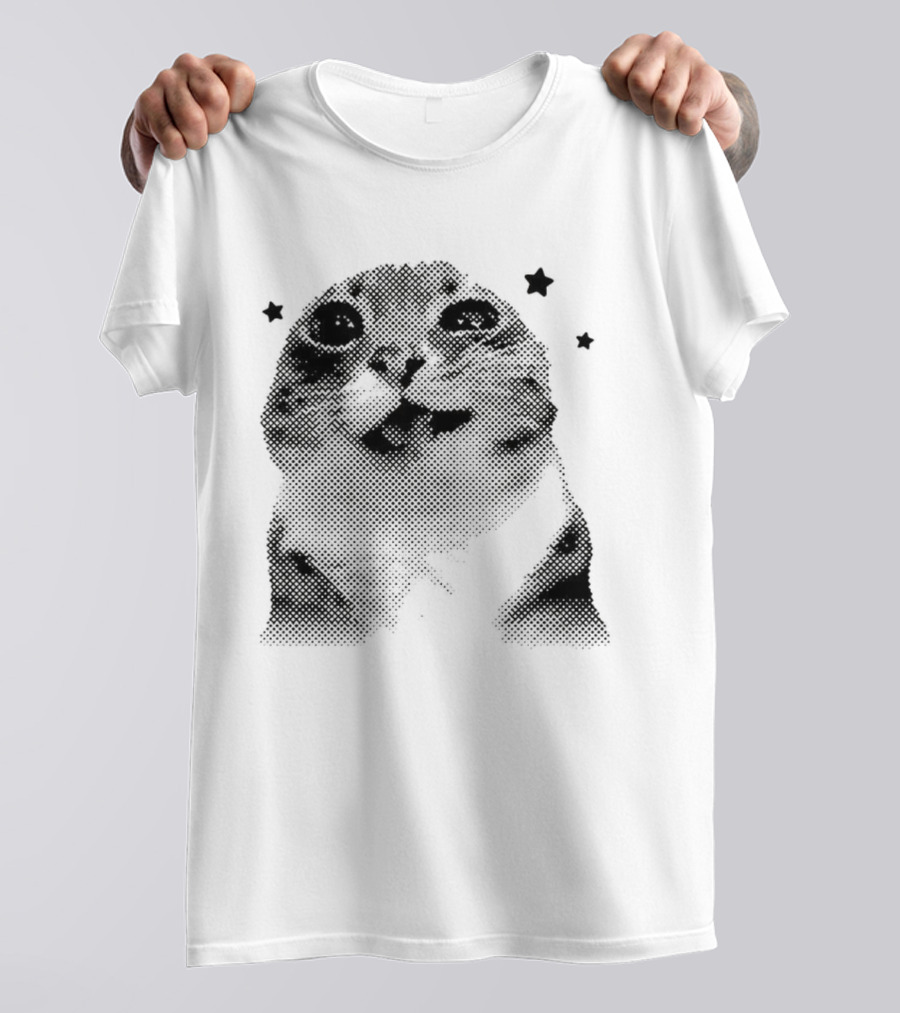 Rigby Cat Floating In Space Retro Star Meme T-Shirt