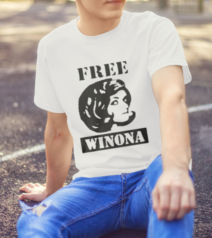 Free Winona Ryder Retro Stencil Style T-Shirt
