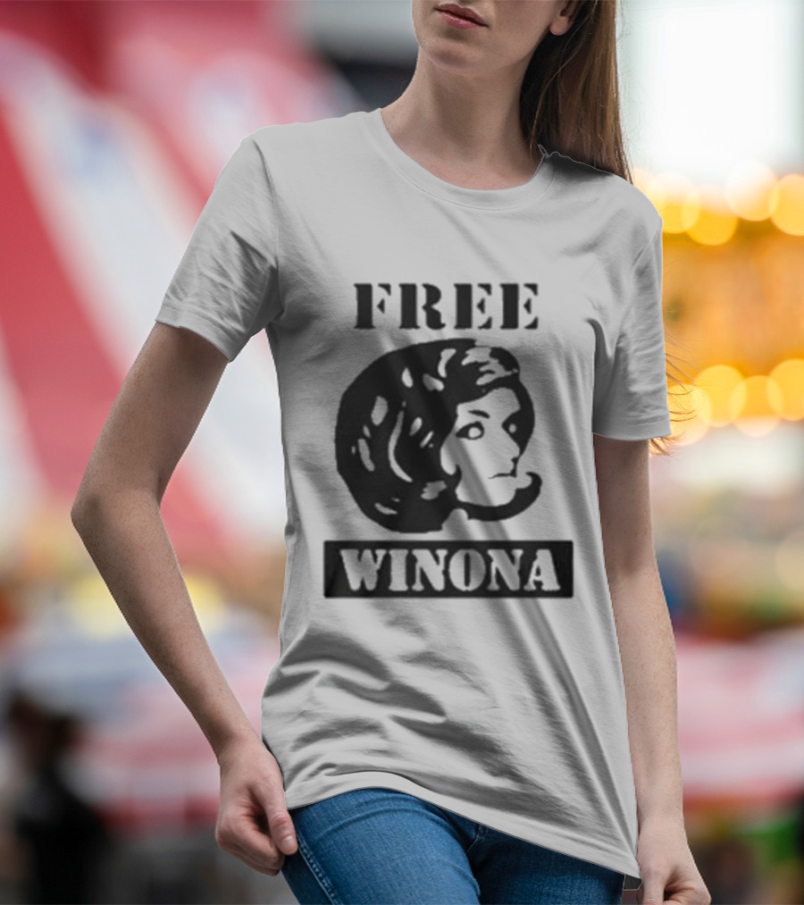 Free Winona Ryder Retro Stencil Style T-Shirt