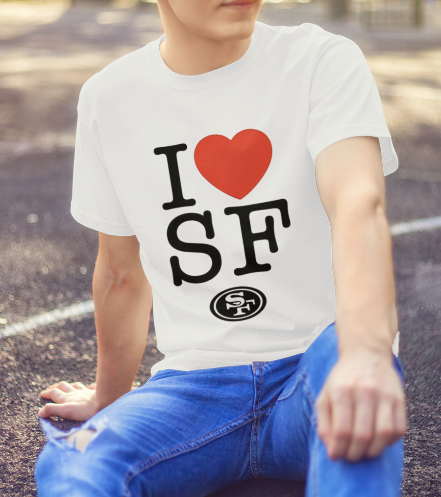 San Francisco 49ers I Love SF Heart Symbol Football Team Logo T-Shirt