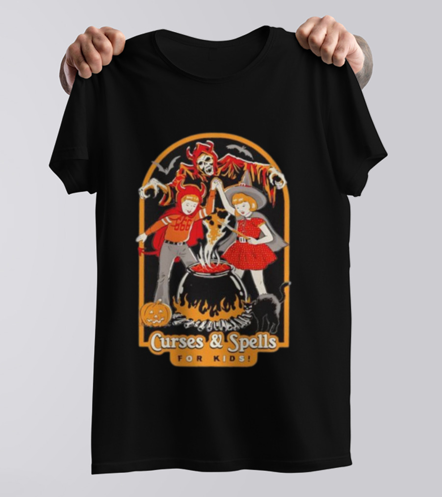 Curses & Spells For Kids Skeleton Cauldron Halloween Costume Fun T-Shirt