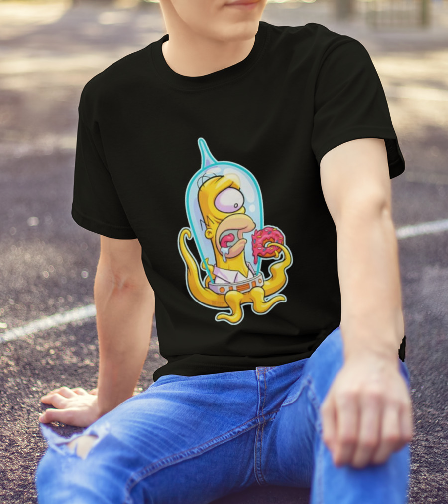 HO-MAR Simpsalien Homer Simpson BeastWreck Halloween Character Donut Space Alien T-Shirt