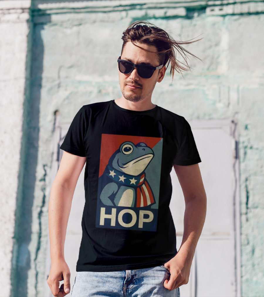 Portland HOP Frog Anti Fascist Political Parody Retro American Flag Style T-Shirt