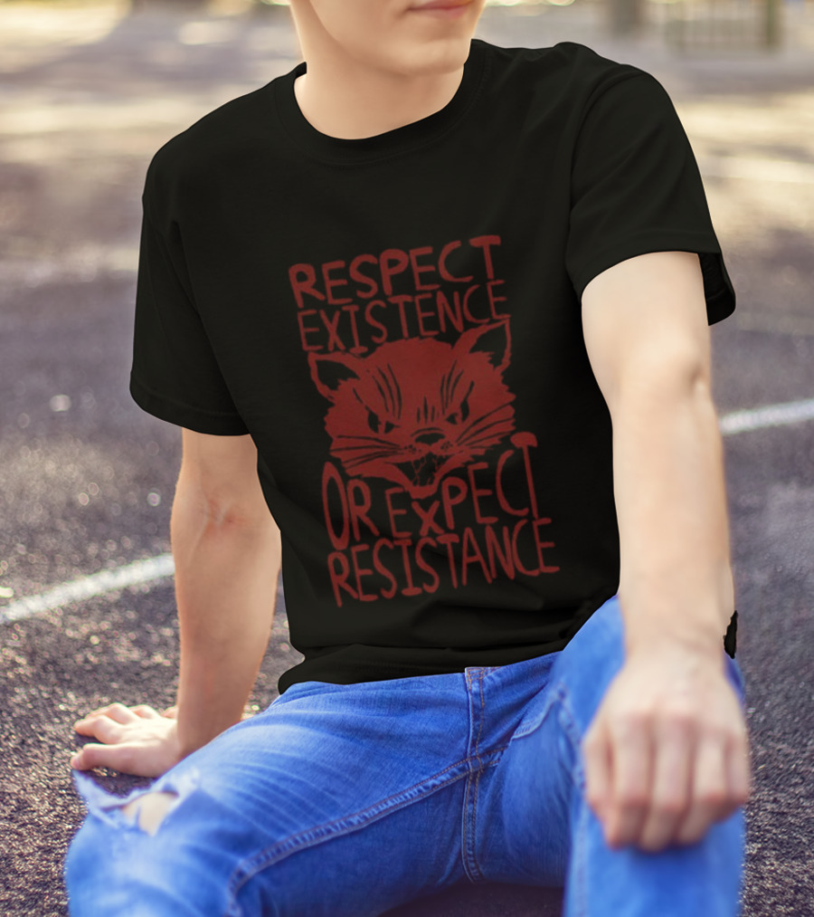 Sabo Tabby Respect Existence Or Expect Resistance Punk Leftist Socialist Cat T-Shirt