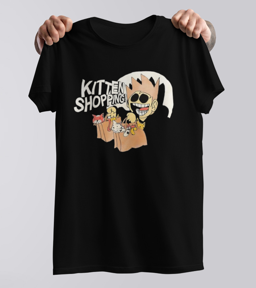 Tom Eddsworld Kitten Shopping Bags With Kittens Playful Cartoon Illustration T-Shirt