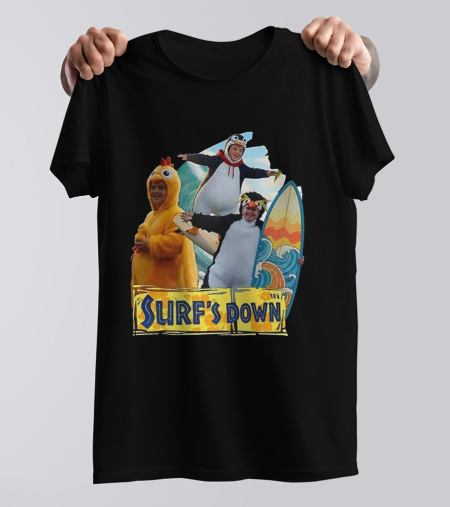 Penguins Surf's Down Wave Costume Fun T-Shirt