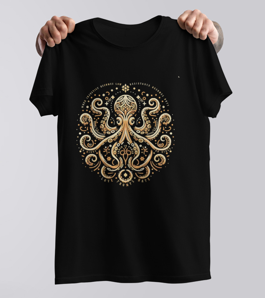 Subtle FDT Octopus Anti Fascist Design Resistance Becomes Duty T-Shirt