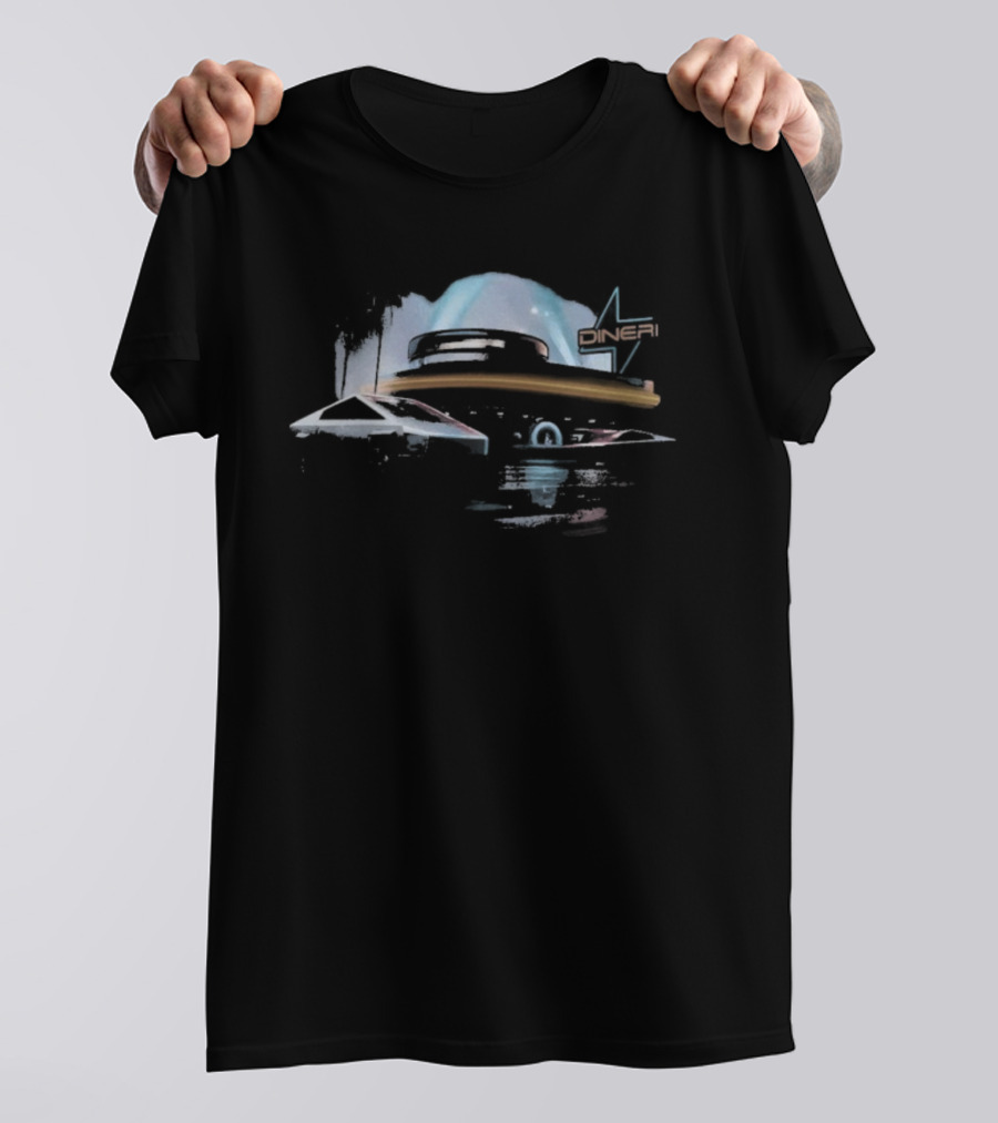 Tesla Hollywood Diner Neon Night Scene T-Shirt