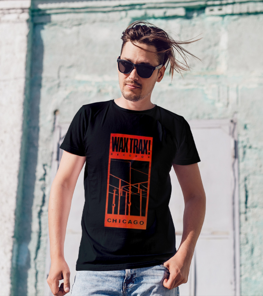 Wax Trax Chicago Skyline Power Lines T-Shirt