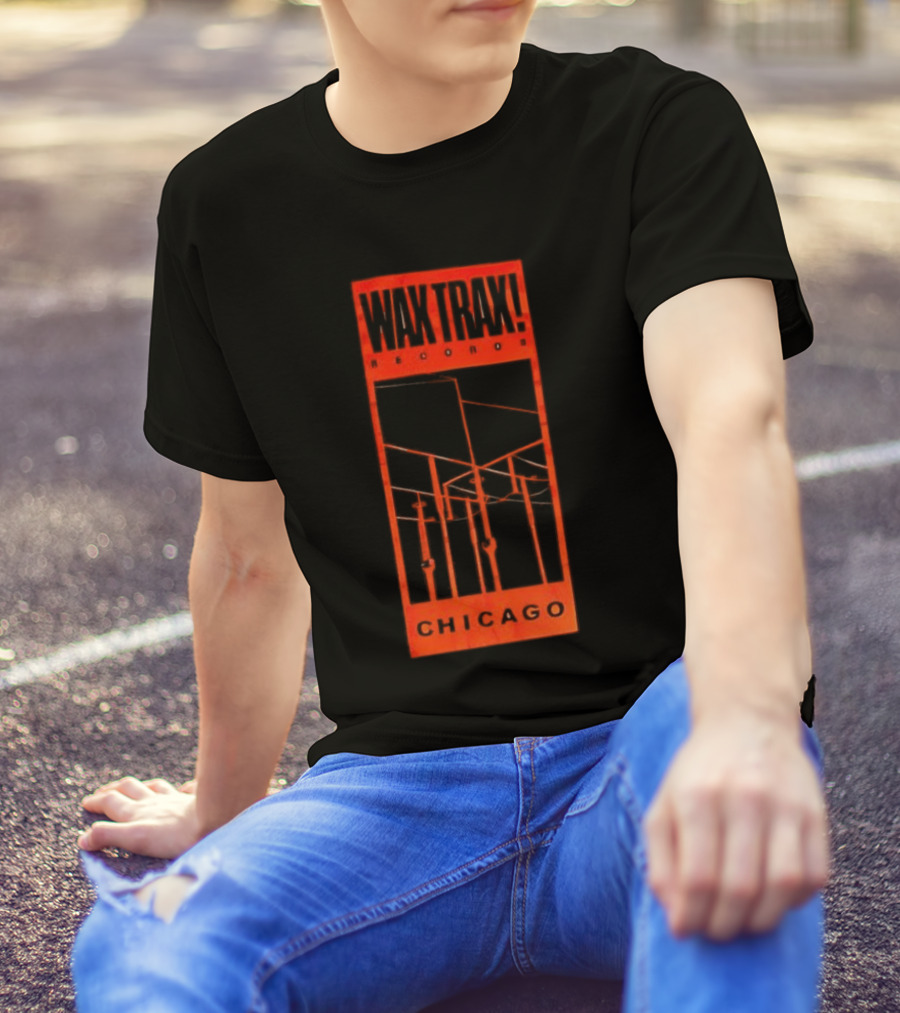 Wax Trax Chicago Skyline Power Lines T-Shirt