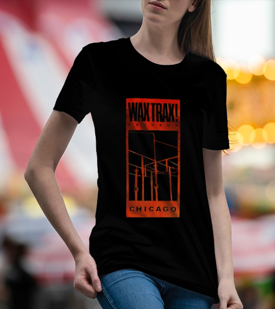 Wax Trax Chicago Skyline Power Lines T-Shirt