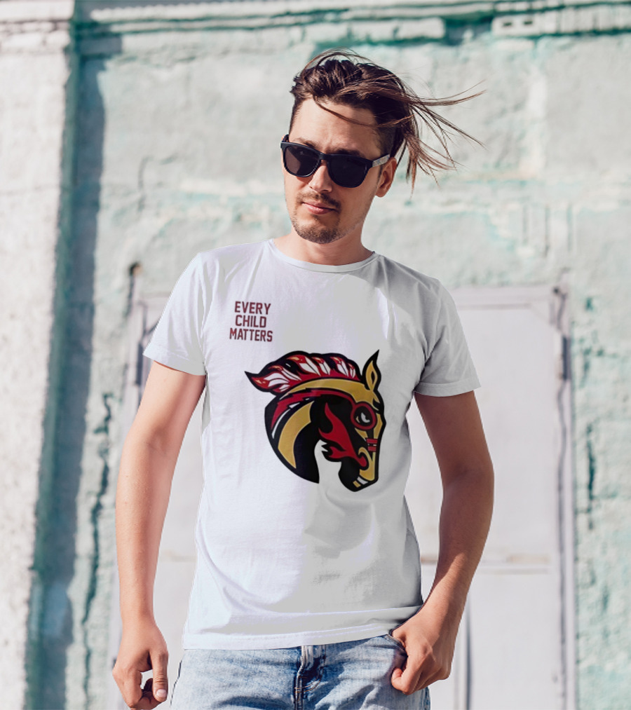 Calgary Wranglers Indigenous Heritage Every Child Matters Chinki Goodstoney T-Shirt