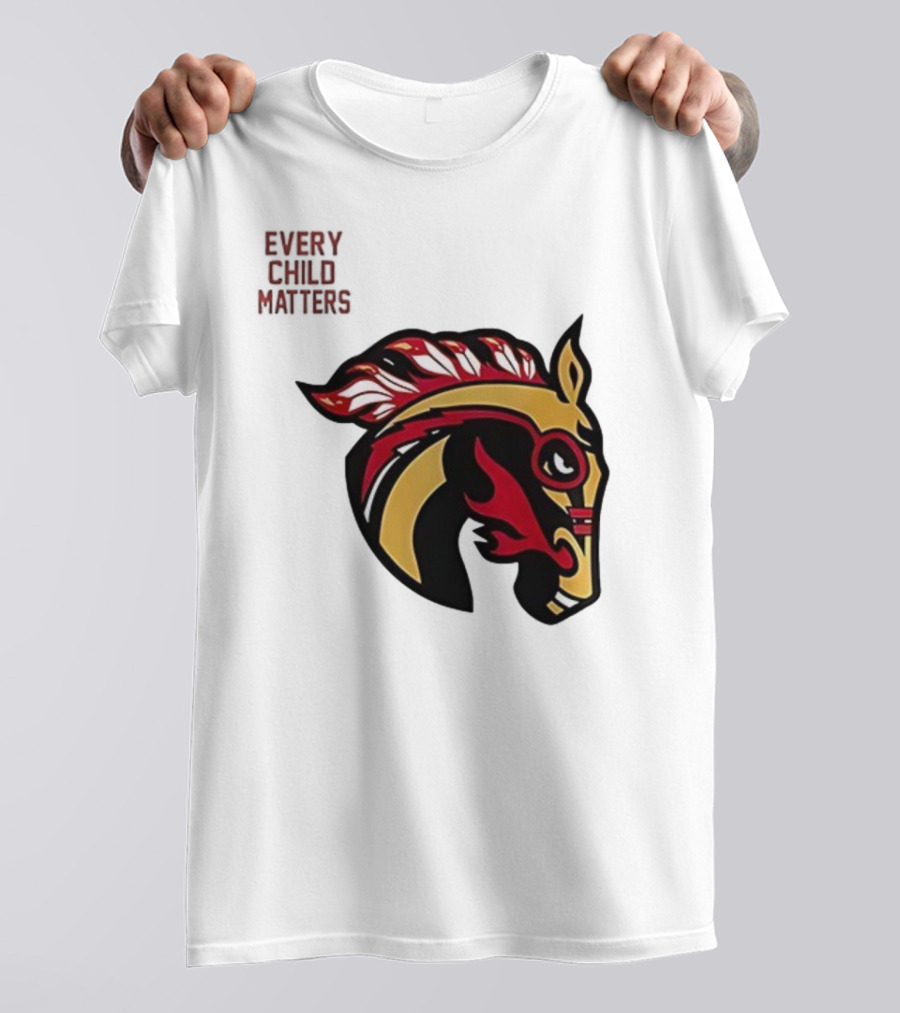 Calgary Wranglers Indigenous Heritage Every Child Matters Chinki Goodstoney T-Shirt