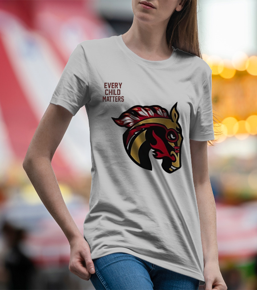 Calgary Wranglers Indigenous Heritage Every Child Matters Chinki Goodstoney T-Shirt