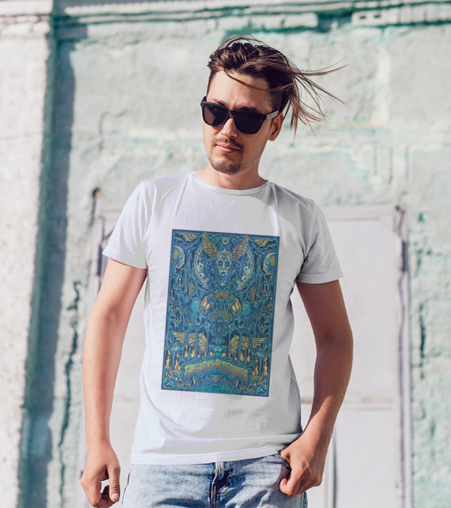 Greensky Bluegrass Halloween Kalamazoo Oct 31 2025 Winged Skull Psychedelic Art T-Shirt