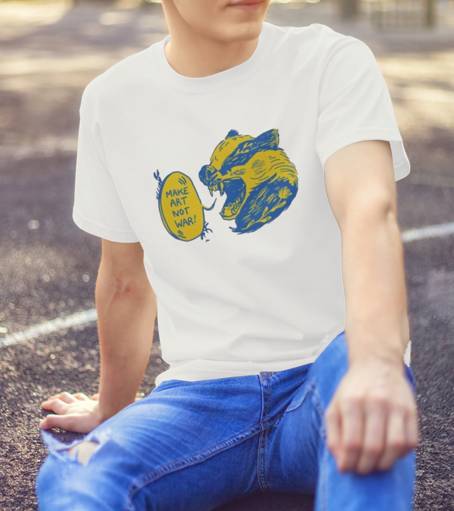 Make Art Not War Angry Wolverine Print T-Shirt