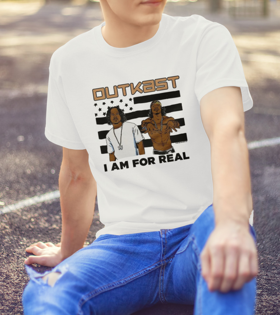 Outkast I Am For Real Flag Comic Style Duo Graphic T-Shirt