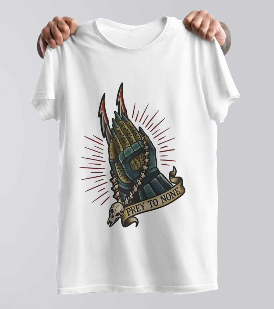 Prey To None Alien Claw With Skull And Star Chain T-Shirt