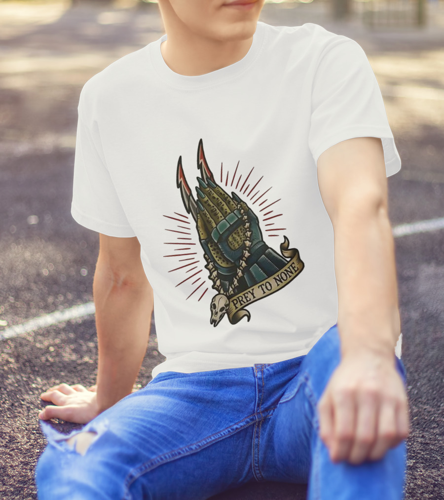 Prey To None Alien Claw With Skull And Star Chain T-Shirt