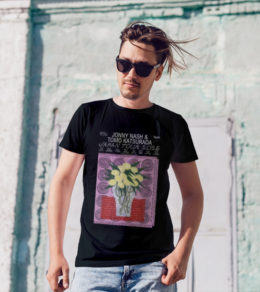 Tomo Katsurada X Jonny Nash Japan Tour 2025 Flowers Vase Art T-Shirt
