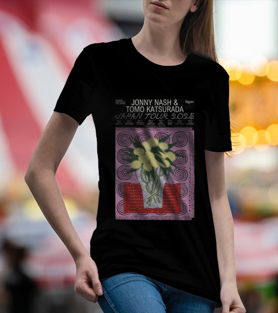 Tomo Katsurada X Jonny Nash Japan Tour 2025 Flowers Vase Art T-Shirt