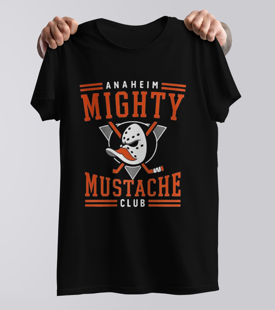 Anaheim Mighty Mustache Club Ducks Hockey Mask T-Shirt