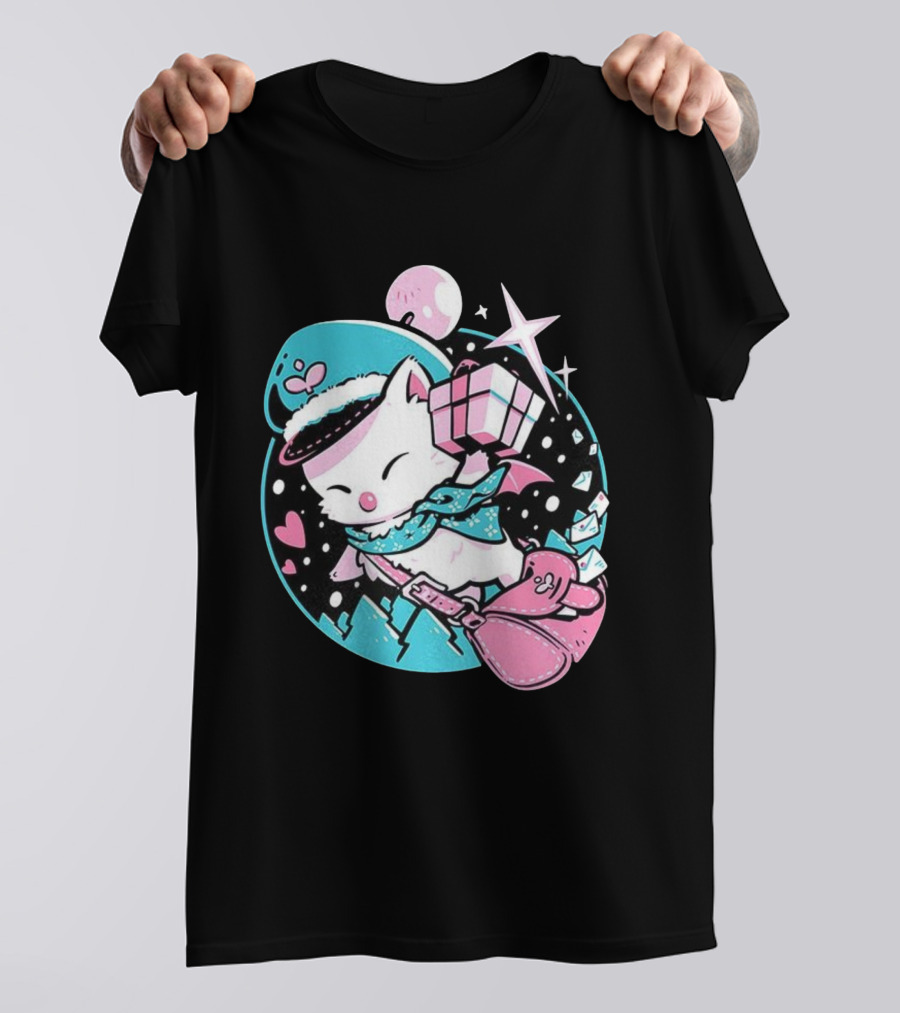 Delivery Moogle A Package For You Kawaii Pink And Teal Starry Sky T-Shirt