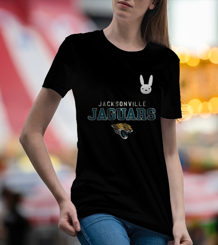DTMF Bad Bunny Jacksonville Jaguars Collaboration With Mascot And Logo T-Shirt