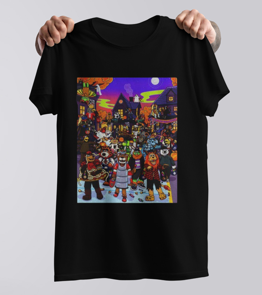 Mascot Mayhem Halloween Hockey Night Party Scene T-Shirt