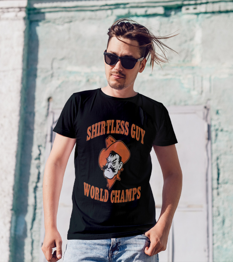 Oklahoma State Cowboys Pistol Pete Less Guy World Champs T-Shirt
