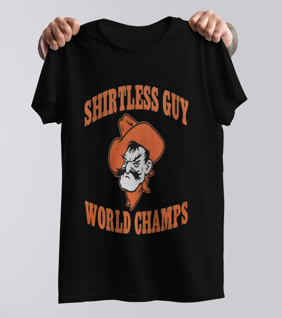 Oklahoma State Cowboys Pistol Pete Less Guy World Champs T-Shirt