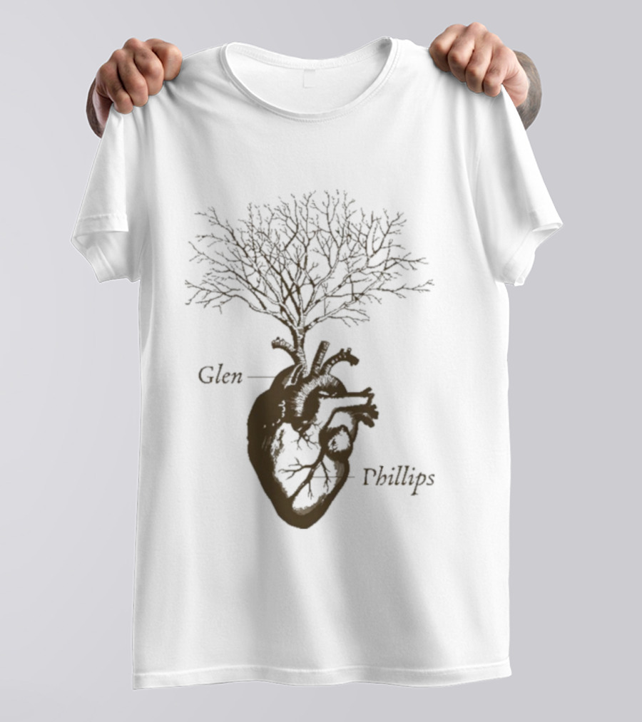 Glen Phillips Wooden Heart Tree Design T-Shirt