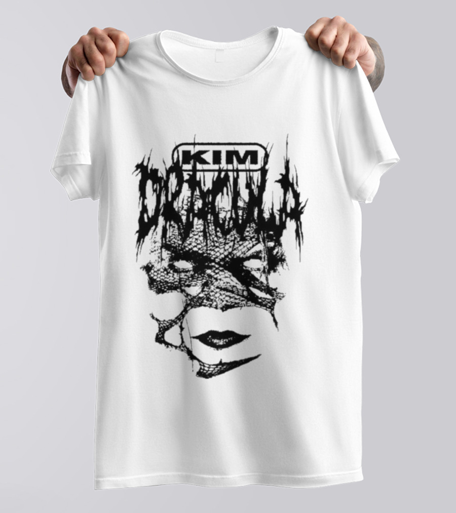 Kim Dracula Eye Lips Monochrome Design T-Shirt
