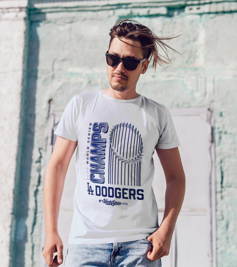 Los Angeles Dodgers 2025 World Series Champs Trophy Logo T-Shirt