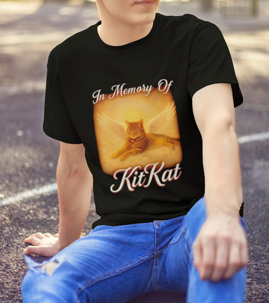 In Memory Of Kit Kat Angel Wings Halo Pet Cat Memorial T-Shirt