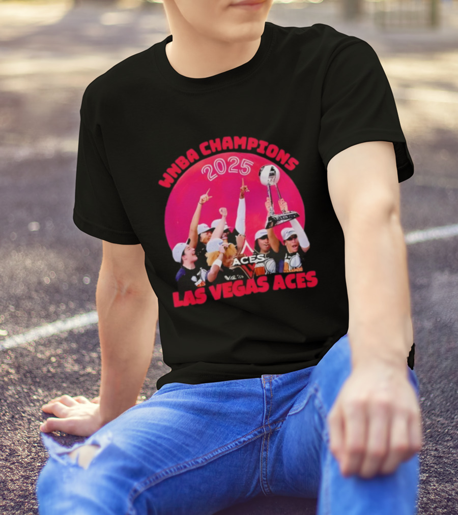 WNBA Champions 2025 Las Vegas Aces Pink Moon Celebration T-Shirt
