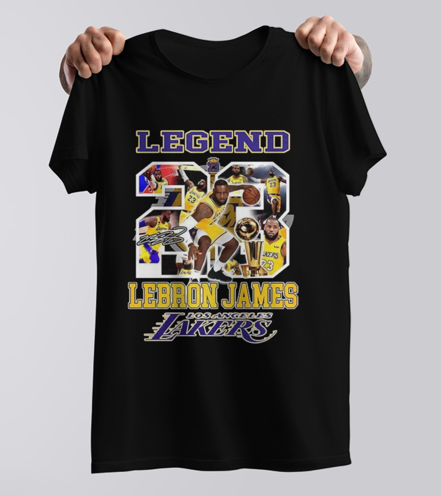 Legend Lebron James Lakers Los Angeles Number 23 Collage Signature T-Shirt