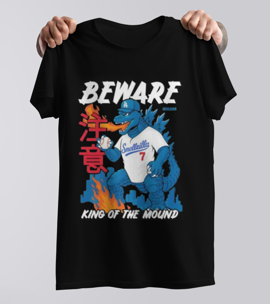 Los Angeles Snellzilla Baseball Monster King Of The Mound T-Shirt
