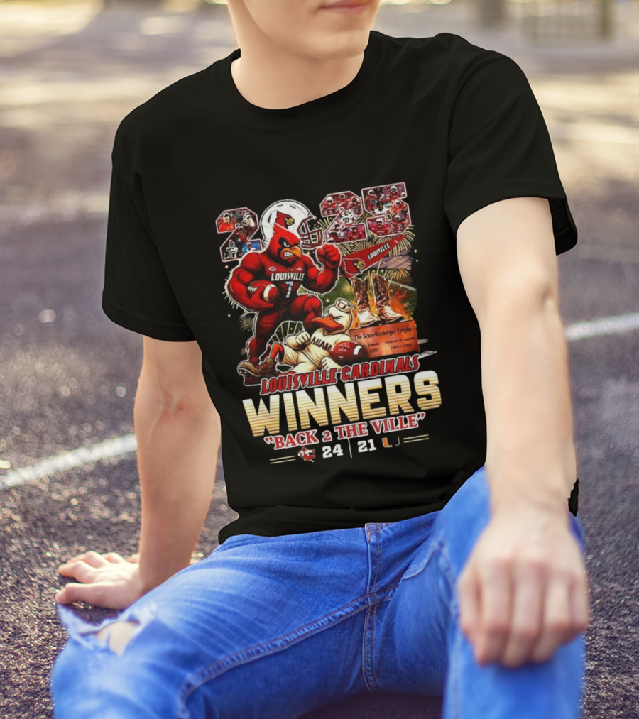 Louisville Cardinals Winners Back 2 The Ville 2025 Schnellenberger Trophy T-Shirt